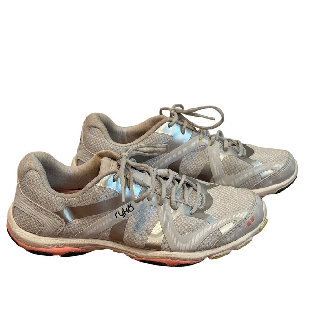 Ryka Influencer Training Sneaker Tennis Shoe Gray Silver White Mesh Womens 9